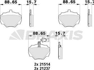 Braxis AB0380 - Гальмівні колодки, дискові гальма autozip.com.ua