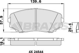 Braxis AB0388 - Гальмівні колодки, дискові гальма autozip.com.ua