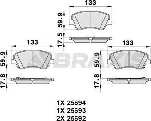 Braxis AB0335 - Гальмівні колодки, дискові гальма autozip.com.ua