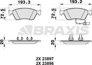 Braxis AB0320 - Гальмівні колодки, дискові гальма autozip.com.ua