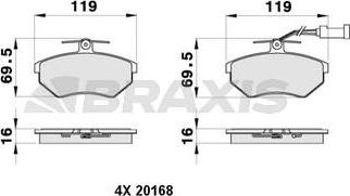 Braxis AB0375 - Гальмівні колодки, дискові гальма autozip.com.ua