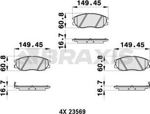 Braxis AB0376 - Гальмівні колодки, дискові гальма autozip.com.ua