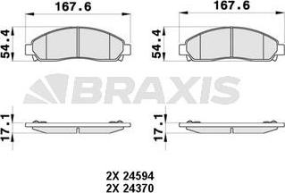 Braxis AB0377 - Гальмівні колодки, дискові гальма autozip.com.ua