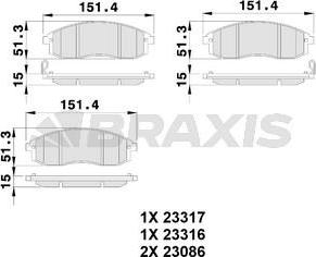 Braxis AB0243 - Гальмівні колодки, дискові гальма autozip.com.ua