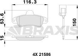 Braxis AB0252 - Гальмівні колодки, дискові гальма autozip.com.ua