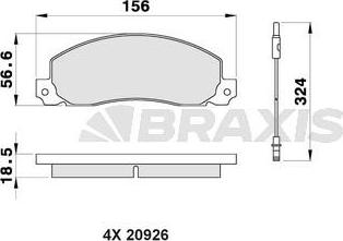 Braxis AB0200 - Гальмівні колодки, дискові гальма autozip.com.ua