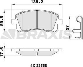 Braxis AB0288 - Гальмівні колодки, дискові гальма autozip.com.ua