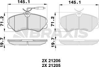 Braxis AB0235 - Гальмівні колодки, дискові гальма autozip.com.ua