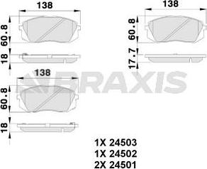 Braxis AB0223 - Гальмівні колодки, дискові гальма autozip.com.ua