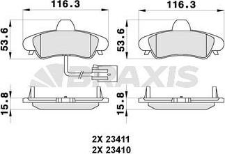 Braxis AB0276 - Гальмівні колодки, дискові гальма autozip.com.ua