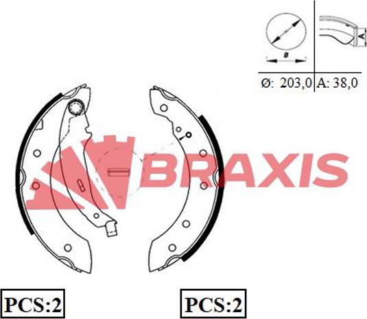 Braxis AC0049 - Комплект гальм, барабанний механізм autozip.com.ua