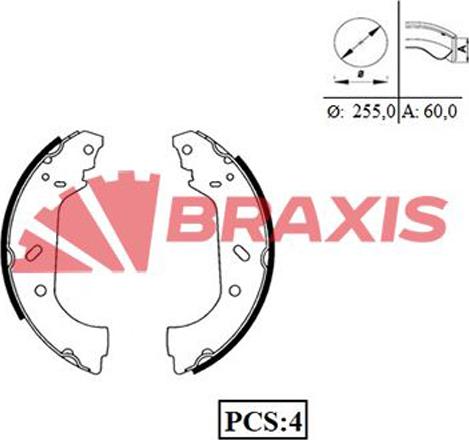 Braxis AC0048 - Комплект гальм, барабанний механізм autozip.com.ua