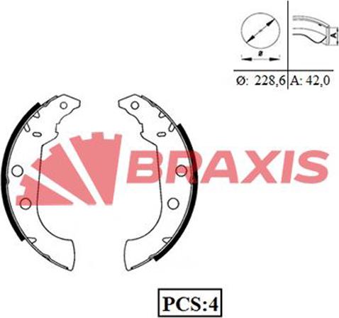 Braxis AC0043 - Комплект гальм, барабанний механізм autozip.com.ua