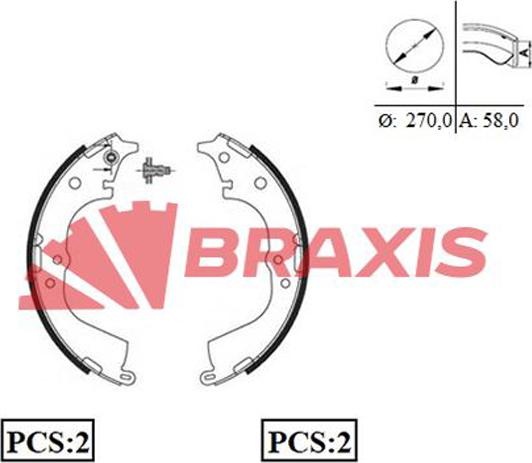 Braxis AC0055 - Комплект гальм, барабанний механізм autozip.com.ua