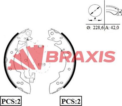 Braxis AC0053 - Комплект гальм, барабанний механізм autozip.com.ua