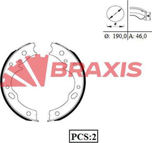 Braxis AC0067 - Комплект гальм, ручник, парковка autozip.com.ua