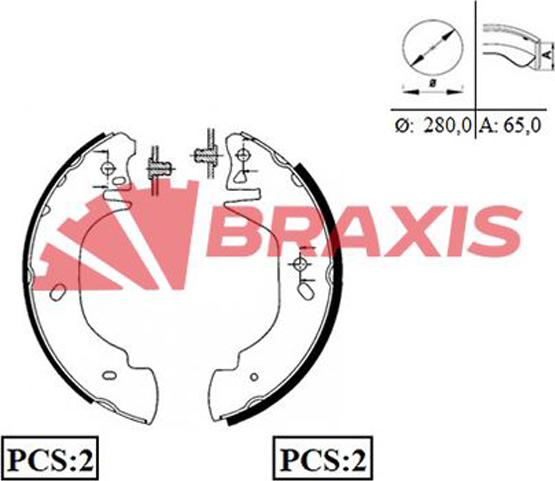 Braxis AC0009 - Комплект гальм, барабанний механізм autozip.com.ua