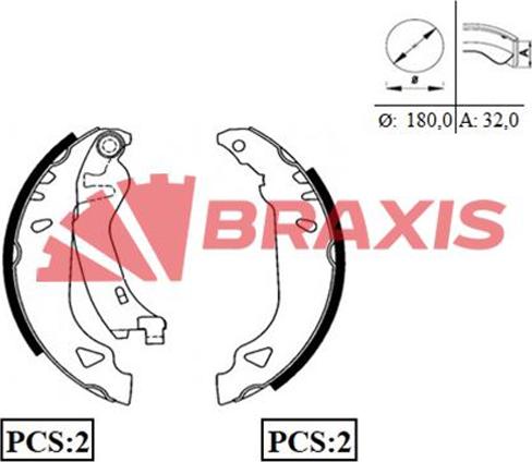 Braxis AC0004 - Комплект гальм, барабанний механізм autozip.com.ua