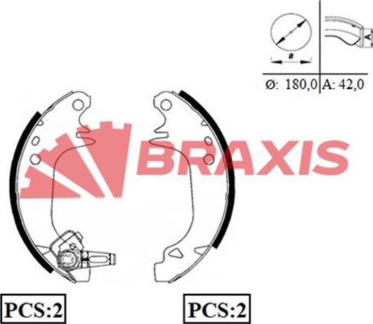 Braxis AC0006 - Комплект гальм, барабанний механізм autozip.com.ua