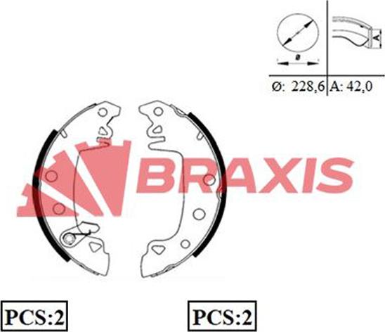 Braxis AC0001 - Комплект гальм, барабанний механізм autozip.com.ua