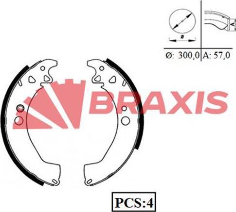 Braxis AC0007 - Комплект гальм, барабанний механізм autozip.com.ua