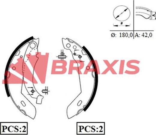 Braxis AC0011 - Комплект гальм, барабанний механізм autozip.com.ua