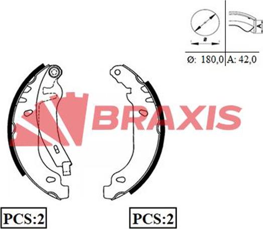 Braxis AC0013 - Комплект гальм, барабанний механізм autozip.com.ua