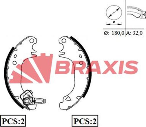 Braxis AC0017 - Комплект гальм, барабанний механізм autozip.com.ua