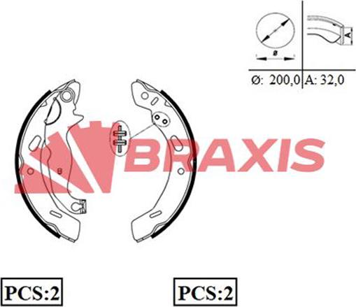 Braxis AC0086 - Комплект гальм, барабанний механізм autozip.com.ua