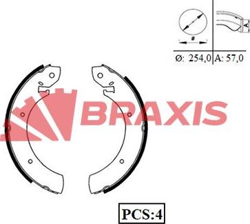 Braxis AC0021 - Комплект гальм, барабанний механізм autozip.com.ua