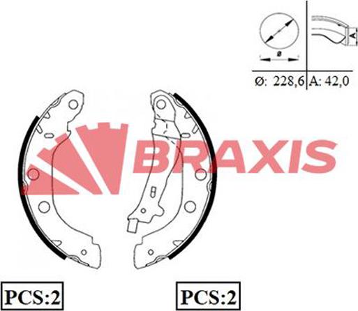 Braxis AC0027 - Комплект гальм, барабанний механізм autozip.com.ua