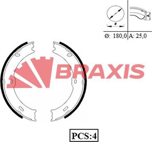 Braxis AC0071 - Комплект гальм, ручник, парковка autozip.com.ua