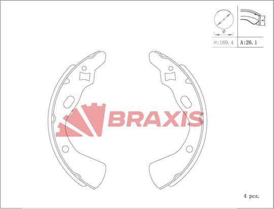 Braxis AC0154 - Комплект гальм, барабанний механізм autozip.com.ua