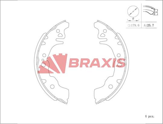 Braxis AC0152 - Комплект гальм, барабанний механізм autozip.com.ua