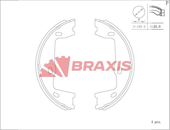 Braxis AC0101 - Комплект гальм, ручник, парковка autozip.com.ua