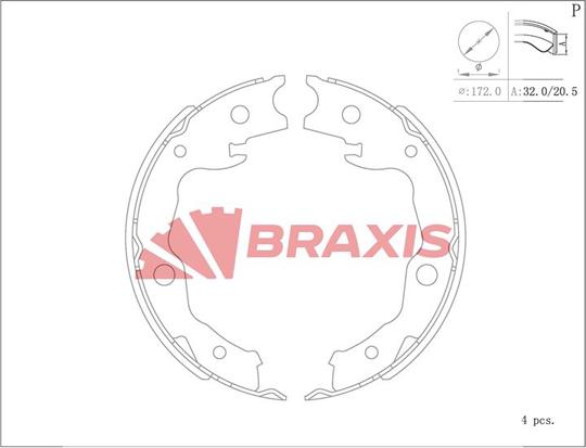 Braxis AC0102 - Комплект гальм, ручник, парковка autozip.com.ua