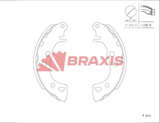 Braxis AC0119 - Комплект гальм, барабанний механізм autozip.com.ua