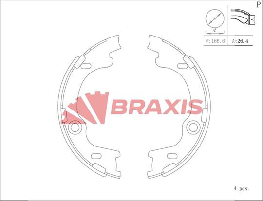 Braxis AC0112 - Комплект гальм, ручник, парковка autozip.com.ua