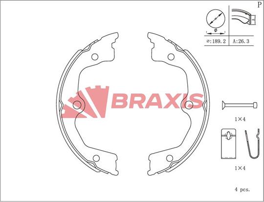 Braxis AC0184 - Комплект гальм, ручник, парковка autozip.com.ua