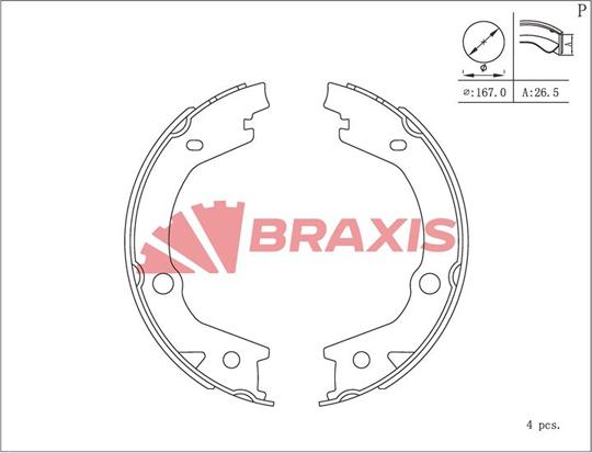 Braxis AC0128 - Комплект гальм, ручник, парковка autozip.com.ua