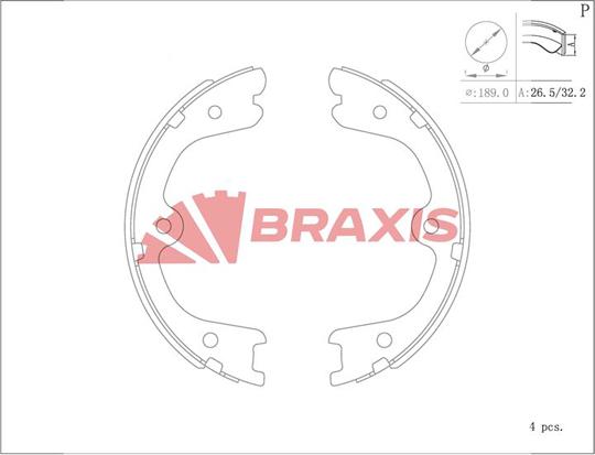 Braxis AC0127 - Комплект гальм, ручник, парковка autozip.com.ua