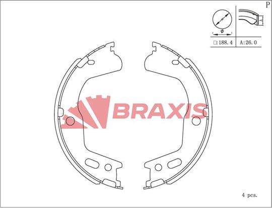 Braxis AC0214 - Комплект гальм, ручник, парковка autozip.com.ua