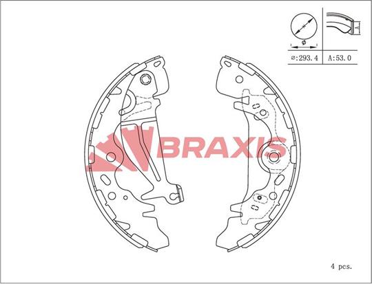 Braxis AC0218 - Комплект гальм, барабанний механізм autozip.com.ua