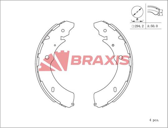 Braxis AC0213 - Комплект гальм, барабанний механізм autozip.com.ua