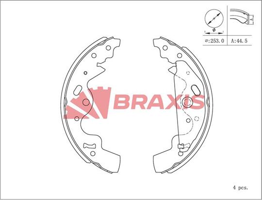 Braxis AC0224 - Комплект гальм, барабанний механізм autozip.com.ua