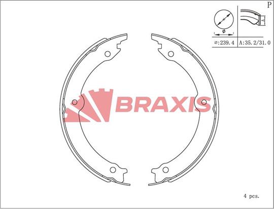 Braxis AC0221 - Комплект гальм, ручник, парковка autozip.com.ua