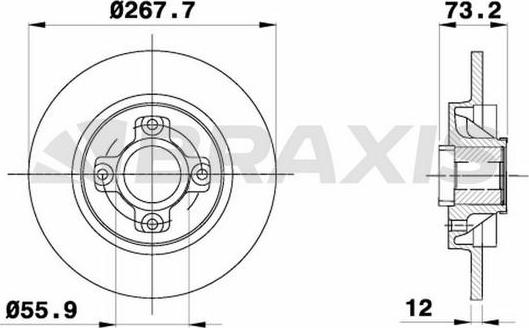 Braxis AD0056 - Гальмівний диск autozip.com.ua