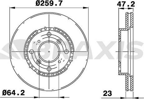 Braxis AE0637 - Гальмівний диск autozip.com.ua