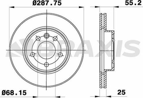 Braxis AE0160 - Гальмівний диск autozip.com.ua