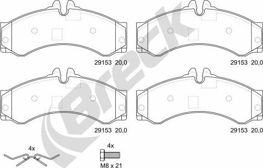 Breck 29153 00 703 00 - Гальмівні колодки, дискові гальма autozip.com.ua